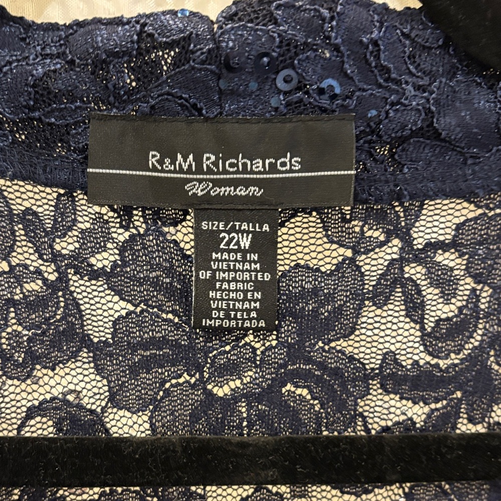 R & M Richards Navy Blue Lace Maxi Dress - Picture 3 of 7